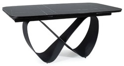 Casa Padrino table à manger de luxe noir / noir mat 160-240 x 95 x H. 76 cm - Table de cuisine extensible avec plateau en vitrocéramique trempé - Meuble de salle à manger de luxe