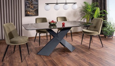 Casa Padrino Luxus Esstisch mit gehärteter Glaskeramik Tischplatte Schwarz / Matt Schwarz 160-240 x 95 x H. 76 cm - Ausziehbarer Küchentisch - Esszimmer Möbel - Luxus Möbel