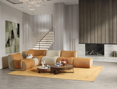 Casa Padrino Luxus Ecksofa Braun / Creme / Grau 340 x 232 x H. 72 cm - Modulares 6 Teiliges Wohnzimmer Sofa - Hotel Sofa - Wohnzimmer Möbel - Hotel Möbel - Luxus Möbel