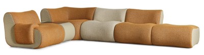 Casa Padrino luxury corner sofa brown / cream / gray 340 x 232 x H. 72 cm - Modular 6 piece living room sofa - Hotel sofa - Living room furniture - Hotel furniture - Luxury furniture