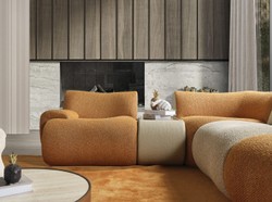 Casa Padrino sofá esquinero de lujo marrón / crema / gris 340 x 232 x A. 72 cm - Sofá modular de salón de 6 piezas - Sofá de hotel - Muebles de salón - Muebles de hotel - Muebles de lujo