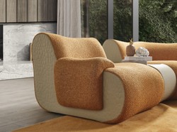 Casa Padrino sofá esquinero de lujo marrón / crema / gris 340 x 232 x A. 72 cm - Sofá modular de salón de 6 piezas - Sofá de hotel - Muebles de salón - Muebles de hotel - Muebles de lujo