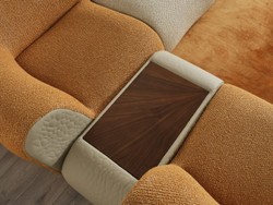 Casa Padrino sofá esquinero de lujo marrón / crema / gris 340 x 232 x A. 72 cm - Sofá modular de salón de 6 piezas - Sofá de hotel - Muebles de salón - Muebles de hotel - Muebles de lujo