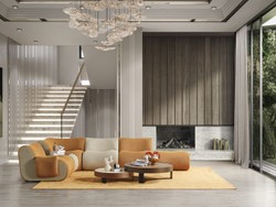 Casa Padrino sofá esquinero de lujo marrón / crema / gris 340 x 232 x A. 72 cm - Sofá modular de salón de 6 piezas - Sofá de hotel - Muebles de salón - Muebles de hotel - Muebles de lujo