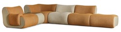 Casa Padrino sofá esquinero de lujo marrón / crema / gris 340 x 232 x A. 72 cm - Sofá modular de salón de 6 piezas - Sofá de hotel - Muebles de salón - Muebles de hotel - Muebles de lujo