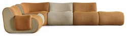 Casa Padrino sofá esquinero de lujo marrón / crema / gris 340 x 232 x A. 72 cm - Sofá modular de salón de 6 piezas - Sofá de hotel - Muebles de salón - Muebles de hotel - Muebles de lujo