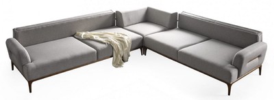 Casa Padrino Luxus Ecksofa mit verstellbaren Rückenlehnen Grau / Braun 325 x 295 x H. 97 cm - Wohnzimmer Sofa mit Schlaffunktion - Wohnzimmer Möbel - Luxus Möbel - Luxus Einrichtung