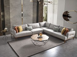 Casa Padrino luxury corner sofa with adjustable backrests gray / brown 325 x 295 x H. 97 cm - Living room sofa with sleeping function - Living room furniture - Luxury furniture