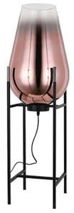 Casa Padrino Luxus Stehleuchte Kupfer / Schwarz 30 x 30 x H. 97 cm - Metall Stehleuchte mit Glas Lampenschirm - Luxus Stehleuchten - Luxus Leuchten - Luxus Interior