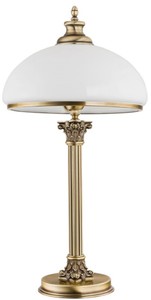 Luxus Barock Tischleuchte Messing mit Patina Weiß