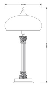 Casa Padrino Luxus Barock Tischleuchte Messing mit Patina / Weiß Ø 30 x H. 60 cm - Runde Messing Schreibtischleuchte mit Glas Lampenschirm - Barock Leuchten