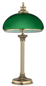 Luxus Barock Tischleuchte Messing mit Patina Grün