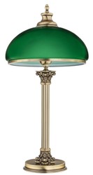 Casa Padrino luxury baroque table lamp brass with patina / green Ø 30 x H. 60 cm - Round brass desk lamp with glass lampshade - Baroque lights