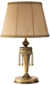 Luxus Barock Tischleuchte Messing mit Patina Beige Gold