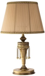 Casa Padrino lampada da tavolo barocco di lusso ottone con patina / beige / oro Ø 30 x A. 50 cm - Lampada da tavolo rotonda in ottone con paralume - Luci barocche
