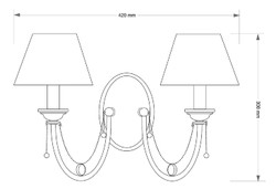 Casa Padrino lampada da parete doppia di lusso ottone con patina / beige / oro 42 x 29 x A. 30 cm - Lampada da parete in ottone stile barocco con paralumi - Luci barocche - Nobile e magnifico