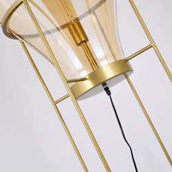 Luxus Stehleuchte mit Glas Lampenschirm Bernstein Gold
