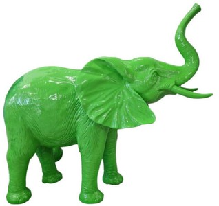 Luxus XXL Garten Deko Skulptur Figur Elefant Grün