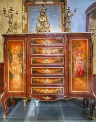 Casa Padrino baroque chest of drawers with marble top brown / multicolored / gold / cream - Handmade solid wood cabinet baroque style - Living room furniture in baroque style - Baroque furniture