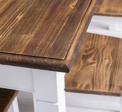 Casa Padrino conjunto de muebles de comedor de estilo campestre blanco / marrón - 1 Mesa de Comedor y 6 Sillas de Comedor - Muebles de comedor de madera maciza de estilo campestre