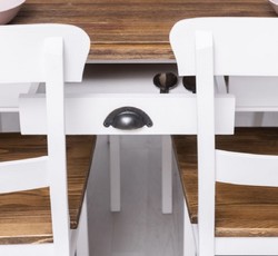 Casa Padrino conjunto de muebles de comedor de estilo campestre blanco / marrón - 1 Mesa de Comedor y 6 Sillas de Comedor - Muebles de comedor de madera maciza de estilo campestre