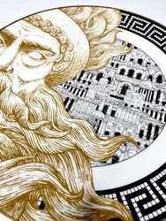 Luxus Porzellan Teller Gott Weiß Schwarz Gold