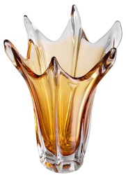 Casa Padrino luxury glass vase yellow Ø 32 x H. 35 cm - Mouth blown flower vase - Decorative flower vase - Decorative accessories - Decorative glass vases - Luxury accessories