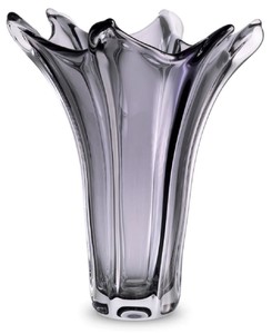 Casa Padrino luxury glass vase gray Ø 32 x H. 35 cm - Mouth blown flower vase - Decorative flower vase - Decorative accessories - Decorative glass vases - Luxury accessories