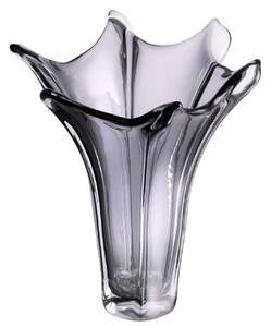 Casa Padrino Luxus Glas Vase Grau Ø 32 x H. 35 cm - Mundgeblasene Blumenvase - Deko Blumenvase - Deko Accessoires - Deko Glas Vasen - Luxus Accessoires