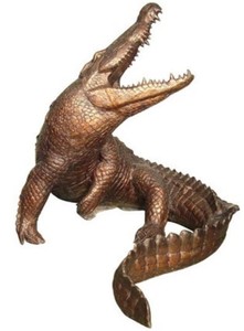 Casa Padrino sculpture décorative en bronze XXL de luxe crocodile 127 x 145 x H. 114 cm - Figure en bronze grandeur nature - Figure animale en bronze - Sculpture de jardin XXL - Décoration jardin