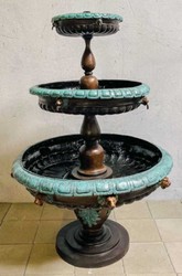 Casa Padrino fontana barocco di lusso in bronzo bronzo / turchese Ø 100 x A. 152 cm - Magnifica fontana da giardino barocca in bronzo - Decorazione giardino in stile barocco in bronzo
