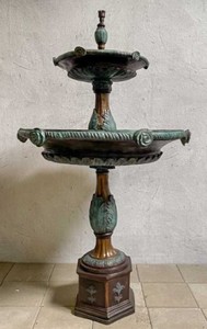 Casa Padrino fontana barocco di lusso in bronzo bronzo / turchese Ø 90 x A. 160 cm - Magnifica fontana da giardino barocca in bronzo - Decorazione giardino in stile barocco in bronzo