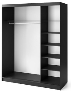 Casa Padrino Luxus Schlafzimmerschrank Schwarz / Braun 180 x 60 x H. 220 cm - Verspiegelter Kleiderschrank mit 3 Schiebetüren - Schlafzimmer Möbel - Hotel Möbel - Luxus Möbel