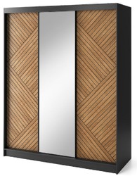 Casa Padrino armadio per camera da letto di lusso nero / marrone 180 x 60 x A. 220 cm - Armadio a specchio con 3 ante scorrevoli - Mobili camera da letto - Mobili hotel - Mobili di lusso