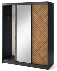 Casa Padrino armadio per camera da letto di lusso nero / marrone 180 x 60 x A. 220 cm - Armadio a specchio con 3 ante scorrevoli - Mobili camera da letto - Mobili hotel - Mobili di lusso