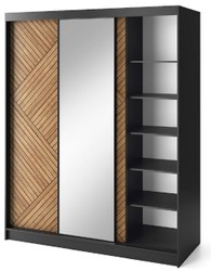 Casa Padrino armadio per camera da letto di lusso nero / marrone 180 x 60 x A. 220 cm - Armadio a specchio con 3 ante scorrevoli - Mobili camera da letto - Mobili hotel - Mobili di lusso