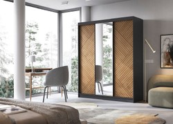 Casa Padrino armadio per camera da letto di lusso nero / marrone 180 x 60 x A. 220 cm - Armadio a specchio con 3 ante scorrevoli - Mobili camera da letto - Mobili hotel - Mobili di lusso
