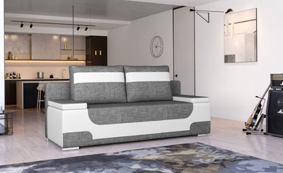 Casa Padrino Luxus Schlafsofa Grau / Weiß / Silber 200 x 92 x H. 90 cm - Wohnzimmer Sofa mit Schlaffunktion - Wohnzimmer Möbel - Luxus Möbel - Luxus Interior