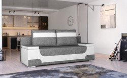 Casa Padrino sofá cama de lujo gris / blanco / plata 200 x 92 x A. 90 cm - Sofá de salón con función de dormir - Muebles de salón - Muebles de lujo - Interior de lujo