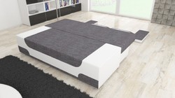Casa Padrino sofá cama de lujo gris / blanco / plata 200 x 92 x A. 90 cm - Sofá de salón con función de dormir - Muebles de salón - Muebles de lujo - Interior de lujo