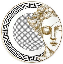 Casa Padrino luxury porcelain plate woman with eye patch white / black / gold Ø 29 cm - Hand painted porcelain dinner plate - Luxury quality - Made in Italy