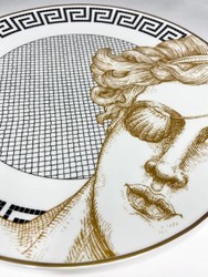 Casa Padrino luxury porcelain plate woman with eye patch white / black / gold Ø 29 cm - Hand painted porcelain dinner plate - Luxury quality - Made in Italy