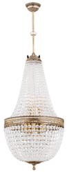 Casa Padrino luxury baroque crystal chandelier brass with patina Ø 40 x H. 95 cm - Round living room chandelier in baroque style - Noble & magnificent