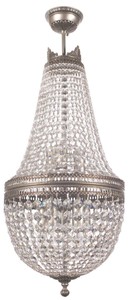 Casa Padrino araña de luces de cristal barroco de lujo plata Ø 40 x A. 95 cm - Lámpara de araña de salón redonda de estilo barroco - Noble y magnífica