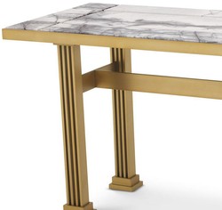 Luxus Edelstahl Konsole Konsolentisch mit Marmorplatten Messing Weiß