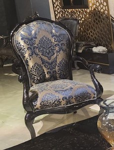 Casa Padrino fauteuil de salon baroque de luxe or / bleu / noir - Fauteuil de style baroque fait main - Meuble de salon de luxe de style baroque - Meuble baroque - Noble & Magnifique