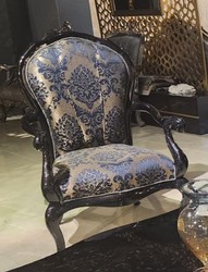 Casa Padrino luxury baroque living room armchair gold / blue / black - Handmade baroque style armchair - Luxury living room furniture in baroque style - Baroque furniture