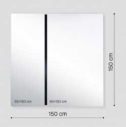 Casa Padrino espejo de pared de lujo negro 150 x 3,5 x A. 150 cm - Espejo de salón - Espejo de dormitorio - Espejo de armario - Muebles de lujo - Interior de lujo - Calidad de lujo