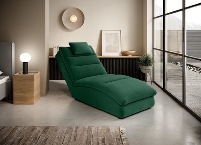 Casa Padrino Luxus Chaiselongue mit Kopfkissen Grün 85 x 170 x H. 92 cm - Wohnzimmer Liegesessel - Relexliege - Recamiere - Wohnzimmer Möbel - Luxus Möbel