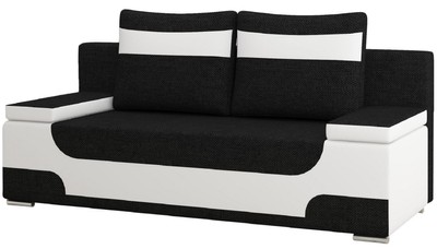 Casa Padrino sofá cama de lujo negro / blanco / plata 200 x 92 x A. 90 cm - Sofá de salón con función de dormir - Muebles de salón - Muebles de lujo - Interior de lujo